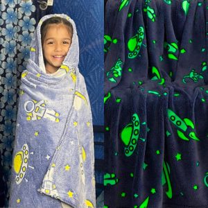 Astronaut Glow in The Dark Blanket for Kids - Blue 150cm x 200cm - Image 11