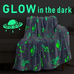 Astronaut Glow in The Dark Blanket for Kids - Blue 150cm x 200cm - Image 3
