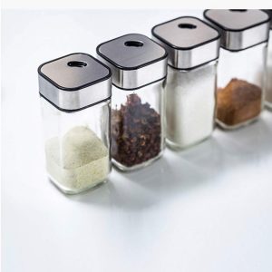 12-JARS Square 100ML Stainless Steel Rotating Seasoning Spice Jar Set - Image 8