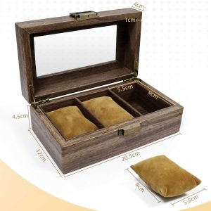 3-Slots Wood Grain PU Leather Watch Box Organizer - Image 4