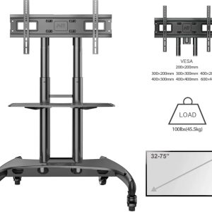 AB TV Cart Stand with Wheels for 32″-75″ TV’s AVA1500-60-1P - Image 4