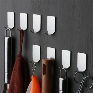 6-Pieces No Drill Stainless Steel Self Adhesive Hooks 1006-2 - Image 3