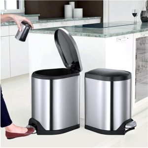Heavy Duty Rectangular Stainless Steel Trash Can With Lid & Pedal 20/30/40-Liter - Image 2