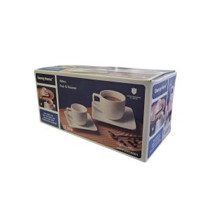 Danny Home Porcelain Espresso Cups with Square Saucers, 3 oz Stackable Espresso Cups Set of 6, White - Image 6