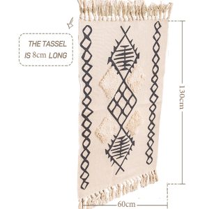 100% Natural Cotton Rug,Carpet, Bed Side Runner with Tassels for Bedroom,Living Room (60x130)cm - Image 4