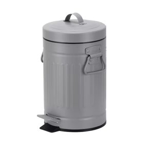 Danny Home 12-Liter Vintage Trash Can with Lid and Pedal - Matt Grey - Image 2