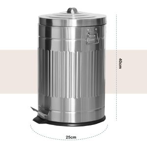 Danny Home 12-Liter Vintage Stainless Steel Trash Can with Lid and Pedal - Sanded - Image 5