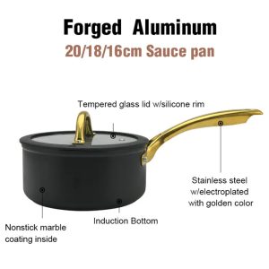 Danny Home Black Non-Stick Saucepan Induction 16/18/20 cm - Image 4