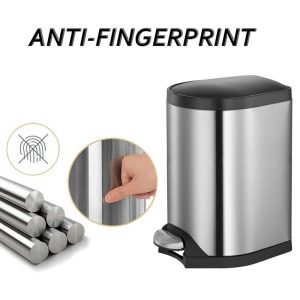 Heavy Duty Rectangular Stainless Steel Trash Can With Lid & Pedal 20/30/40-Liter - Image 4