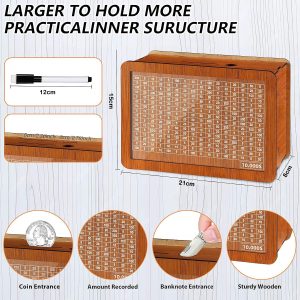 $10000 Wooden Savings Challenge Box - Image 6