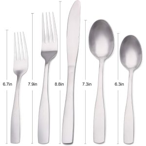Danny Home 30-Pieces Stainless Steel Elegant Matte Silver Flatware Set - Image 3