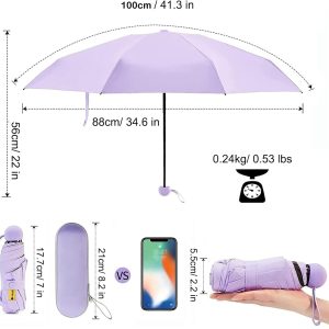 Mini Folding Compact Umbrella with Case UPF50+ - Image 3