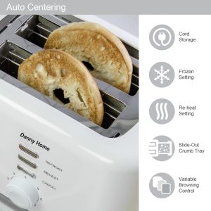 Danny Home White Two Slice Toaster 27cm - Image 6