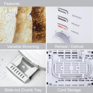 Danny Home White Two Slice Toaster 27cm - Image 7