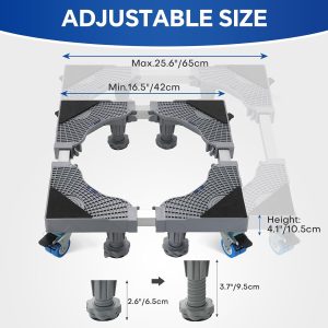 Washing Machine & Fridge Base with 4 Locking Wheels and 4 Adjustable Strong Feet #HDH08 - Image 3