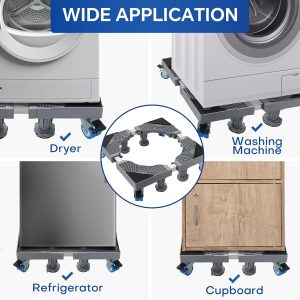 Washing Machine & Fridge Base with 4 Locking Wheels and 4 Adjustable Strong Feet #HDH08 - Image 4