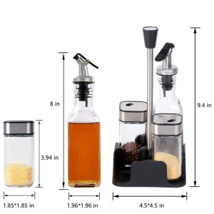 4-Pieces Set Glass Oil & Vinegar Cruet Bottle - Image 3