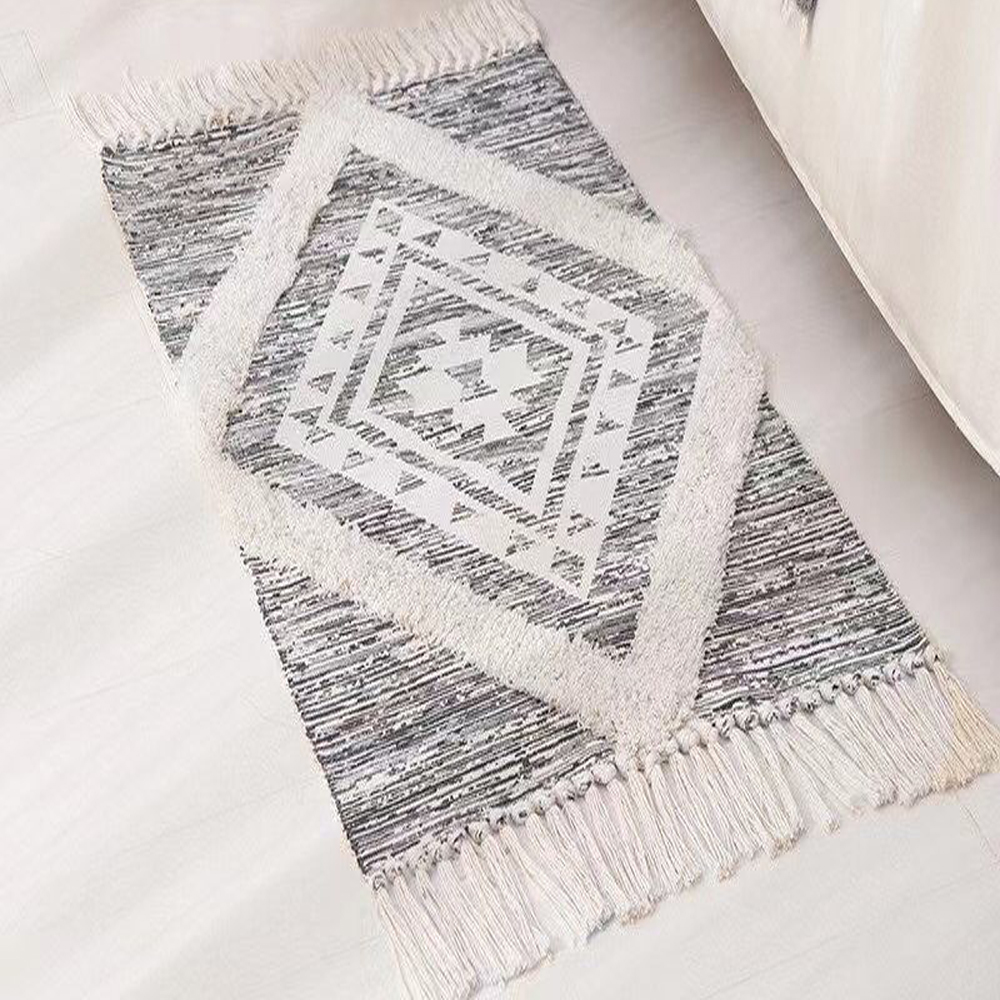 100% Natural Cotton Rug,Carpet, Bed Side Runner with Tassels for ...