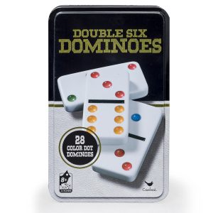 Double Six Color Dot Dominoes Set in Metal Tin Case - Image 3
