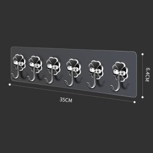 Heavy Duty Clear Adhesive Wall Hooks with Stainless Hooks ( 6-Hooks ) - Image 1