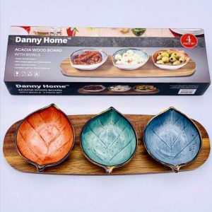 Danny Home Acacia Wood Board With Sauce Bowls - Image 3