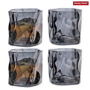 Danny Home Twisted Glasses Cups 280ml 4-Pcs - Black - Image 3