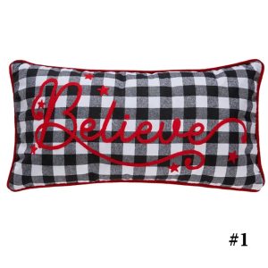 1-Piece Christmas Pillow Embroidery Plaid 30x60cm #BLAB008 - Image 8