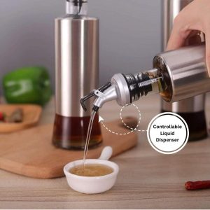 Danny Home Cruet Glass Stainless Steel Cover Oil And Vinegar Dispenser - 250ml - Image 3