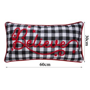 1-Piece Christmas Pillow Embroidery Plaid 30x60cm #BLAB008 - Image 5