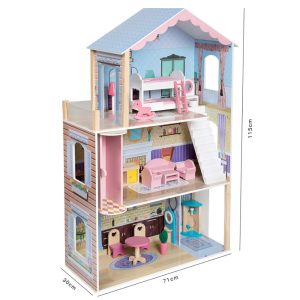 Wooden Dollhouse for Kids, Pretend Play Dream House Toy - Image 2