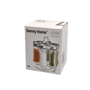 Danny Home 6-Pieces Glass Spice Bottle Set With Stand 100-ml - Image 3