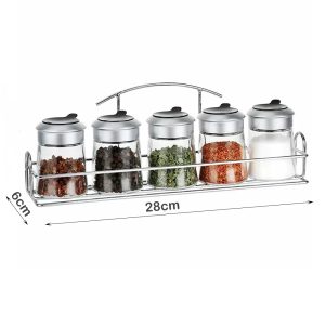 Danny Home Glass 5-Pcs Spice Jars & Stand 60ml - Image 3