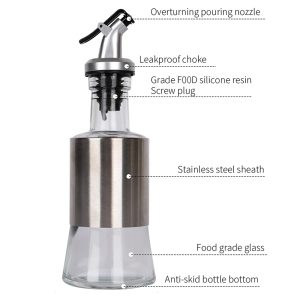 Danny Home Cruet Glass Stainless Steel Cover Oil And Vinegar Dispenser - 250ml - Image 4
