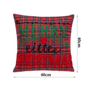1-Piece Christmas Pillow Embroidery Plaid 40x40cm #BLAB008-AB - Image 6