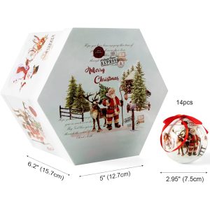 14-Pieces Christmas Balls Ornaments 8cm for Christmas Tree Decoration - Image 8