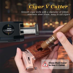 HONEST Torch Cigar Lighter with Windproof Jet Flame, Built-in V Cigar Cutter - Image 3