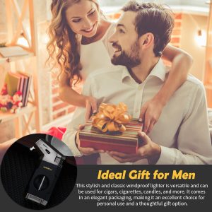 HONEST Torch Cigar Lighter with Windproof Jet Flame, Built-in V Cigar Cutter - Image 7