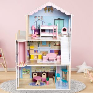 Wooden Dollhouse for Kids, Pretend Play Dream House Toy - Image 1