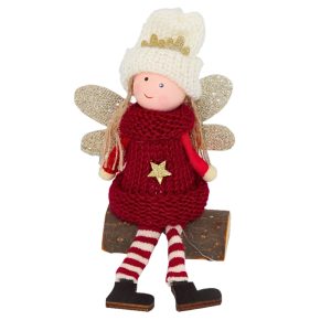 Christmas Angel Doll With Wood - 10cm - Image 2