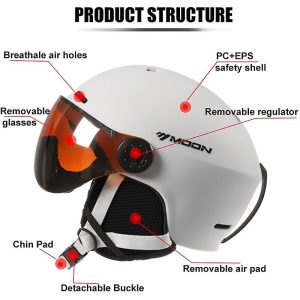 MOON Skiing & Snowboard Helmet UV Goggles - Black - Image 4