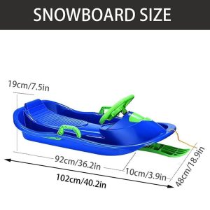 102-cm Snowboard Sled with Steering Wheel and Brake - Image 4