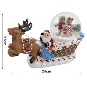Resin Santa  with Reindeer Tree Snowglobe with Light & Music - Image 3