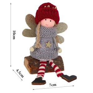 Christmas Angel Doll With Wood - 10cm - Image 3