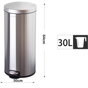 Danny Home 30-Liter Stainless Steel Trash Can with Lid and Pedal - Image 3