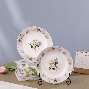 2-Pieces Vintage Ceramic Flower Design Plate 7-Inch - Image 1