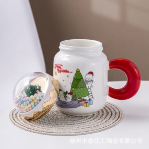 Christmas Ceramic Mug with Lid - Image 4