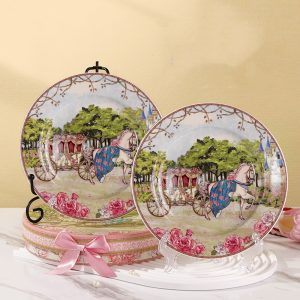 2-Pieces Vintage Ceramic Horse Design Plate 7-Inch - Image 1