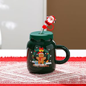 Christmas Ceramic Cup with Lid and Straw - Image 7