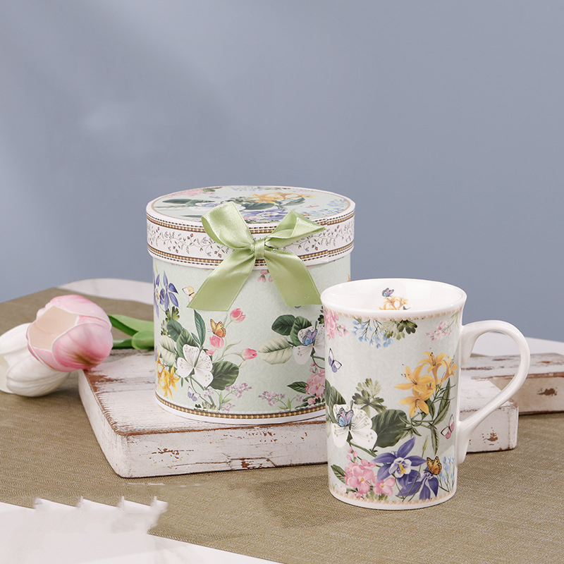 Vintage Ceramic Mug Flower Design - 300ml - TezkarShop Official Website