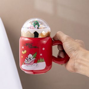 Christmas Ceramic Mug with Lid - Image 3